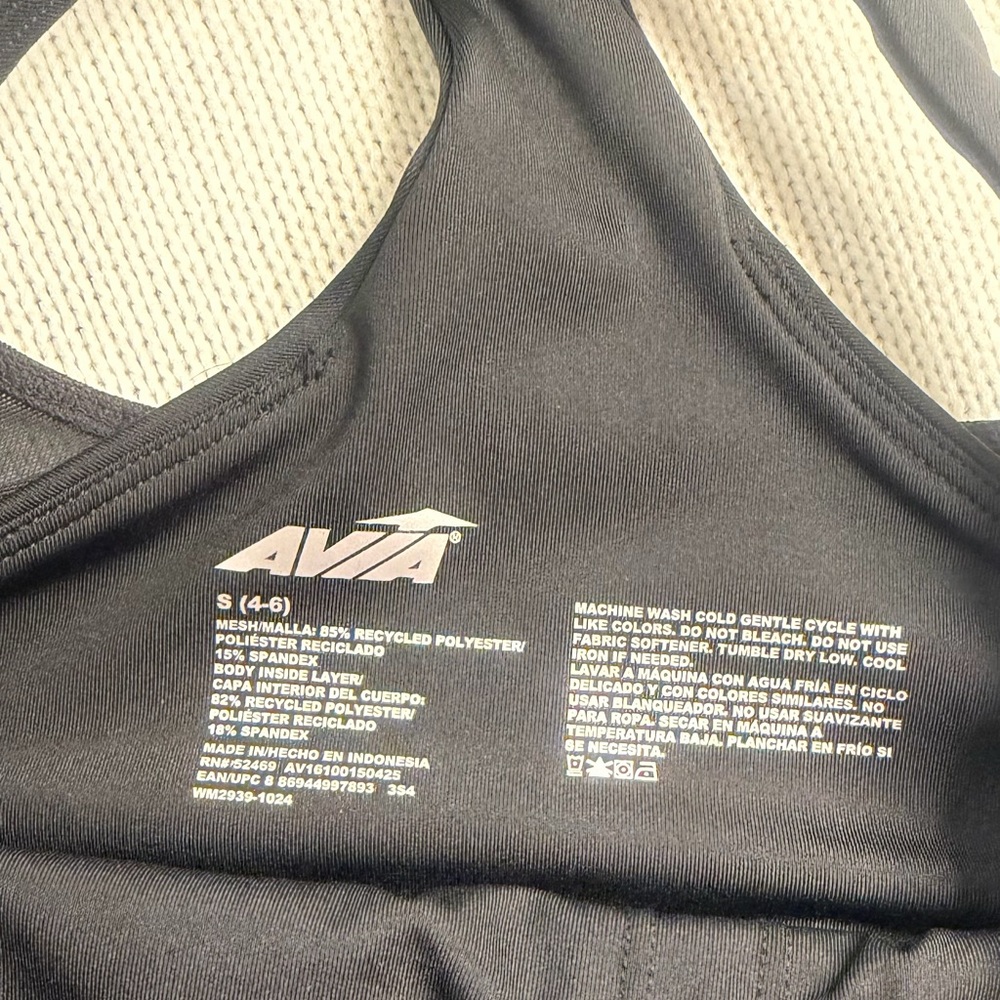 Avia Black Double Layer Mesh Sports Bra
Size S 4-6   NWT - Picture 5 of 5